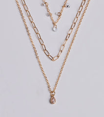 Glitzy Glimmer Layered Charm Necklace Set