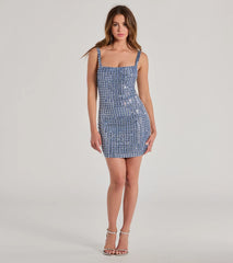 Lindsey Sleeveless Bodycon Glitter Mirror Party Dress