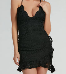 Notice Me Lace Ruffle Mini Dress
